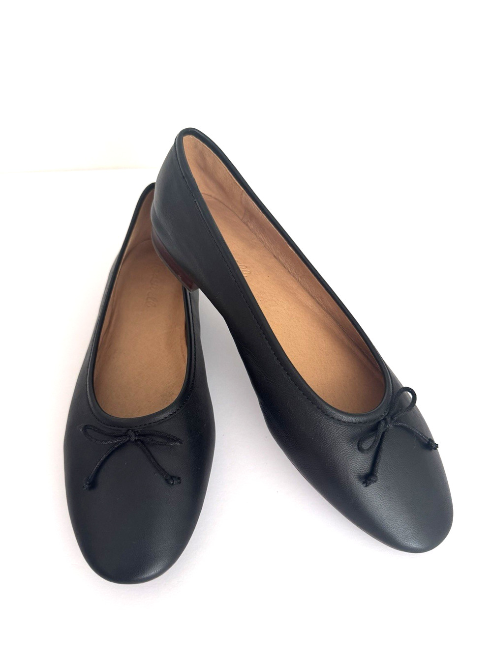 Madewell Adelle Ballet Flats 7.5 Black Leather Bow Padded Comfort Classic Shoes